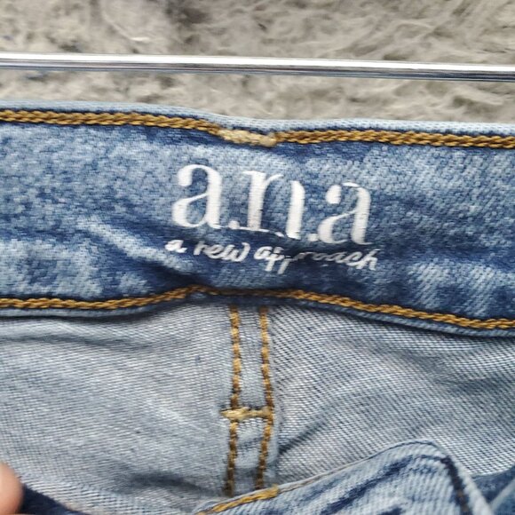 A.N.A Jeans Womens Size 16 Blue High-Rise Straight Distressed Denim - Picture 2 of 12